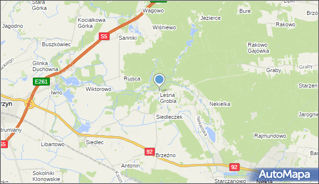 mapa Leśna Grobla, Leśna Grobla na mapie Targeo